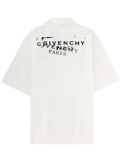 Givenchy Convertible-collar Logo-print Cotton-poplin Shirt In White