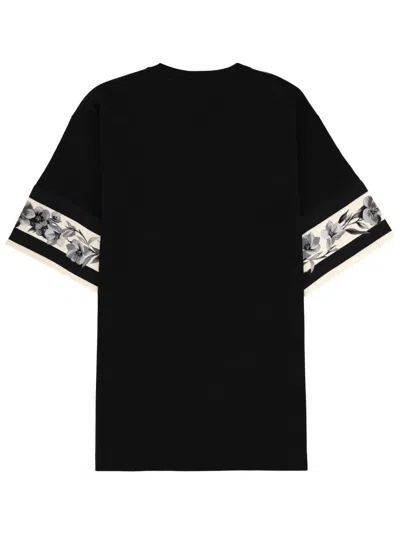 Dolce & Gabbana Cotton And Silk T-shirt With Print In Black