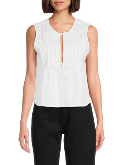 Weworewhat Tie Front Flare Top In White