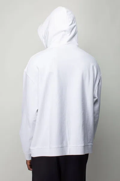 Raf Simons Destroyed Regular Fit Hoodie With R Print In White