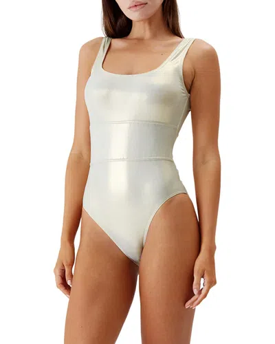 Melissa Odabash Perugia Open-back Paneled Metallic Swimsuit In White