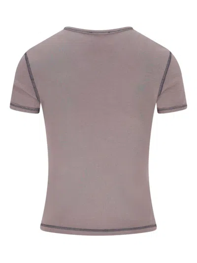 Diesel Slim T-shirt With Heart Print And Studs In Gray