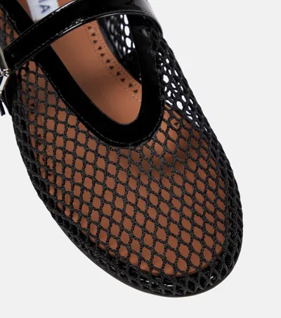Alaïa Fishnet Ballet Flats In Black