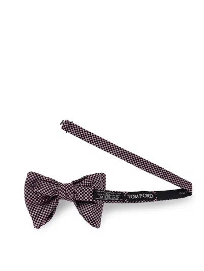 Tom Ford Geometric-pattern Bow Tie In Pink