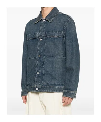 Jil Sander Button Pocket Dnim Jacket In Blue