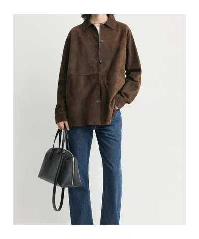 Totême Womens Bark Soft Long-sleeves Suede Overshirt In Multi