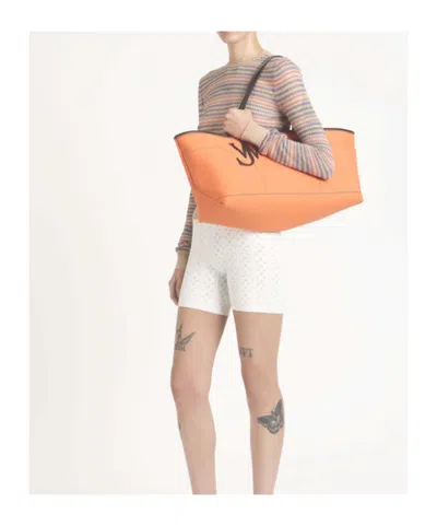 Jw Anderson Stretch Anchor Canvas  Leather Tote In Orange In Orange