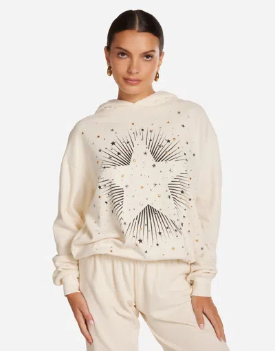 Lauren Moshi Harmony Stud Starburst Hoodie In White