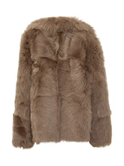 Blancha Brown Fur Jacket In Multi