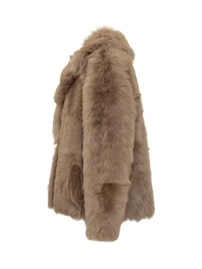 Blancha Brown Fur Jacket In Multi
