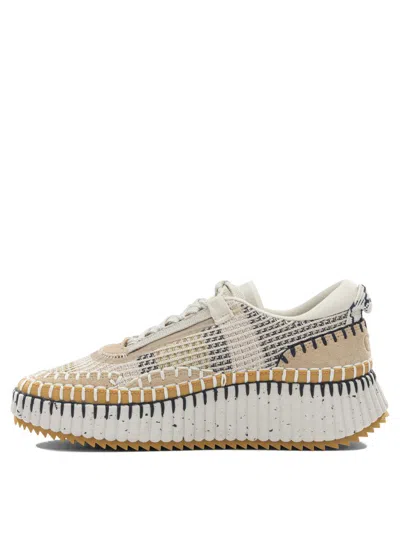 Chloé Chloe Nama Whipstitch-trim Low Top Sneaker In Neutral