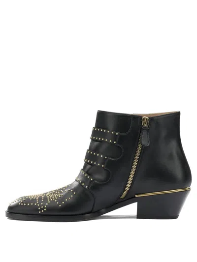 Chloé Chloe Women Embellished Nappa Leather Susanna Ankle Boots In Black