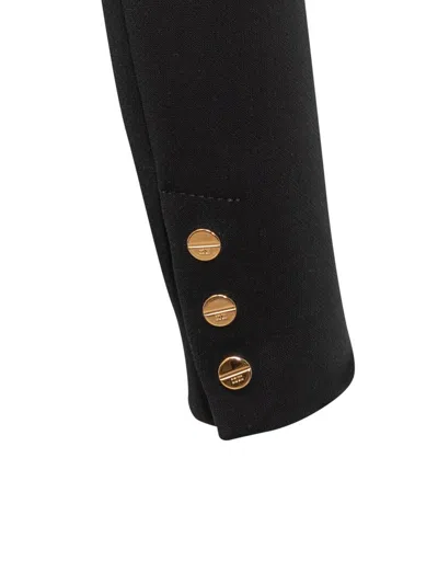 Elisabetta Franchi Jacket In Technical Fabric With Faux Leather Details In Black