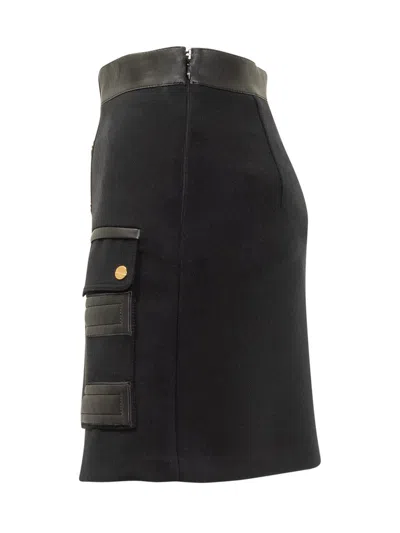 Elisabetta Franchi Skirt With Gold Buttons, Pockets And Zip Closure In Black