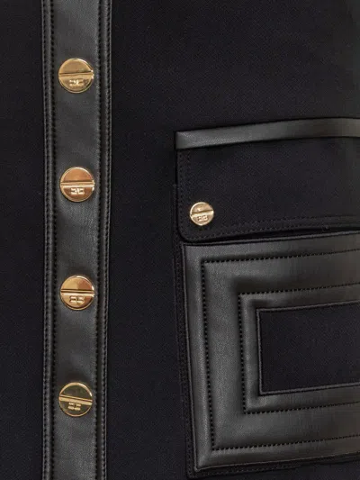 Elisabetta Franchi Skirt With Gold Buttons, Pockets And Zip Closure In Black