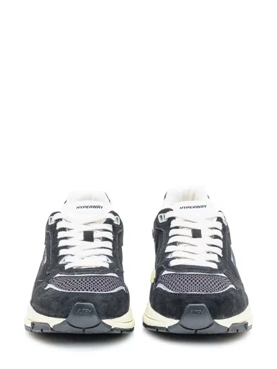 Autry Hyperway Sneakers In Black Mesh And Velvet In Black