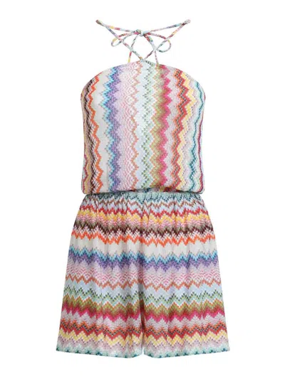 Missoni Mare Metallic Crochet-knit Halterneck Playsuit In Multi