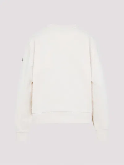Moncler Crew Neck Sweatshirt Long Sleeves Ribbed Trims In Multi