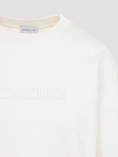 Moncler Crew Neck Sweatshirt Long Sleeves Ribbed Trims In Multi