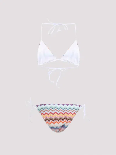 Missoni Chevron-pattern Tie Bikini In Green