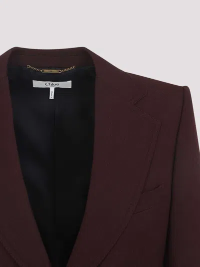 Chloé Suits Sigle Breasted Blazer Jackets Bordeaux In Burgundy