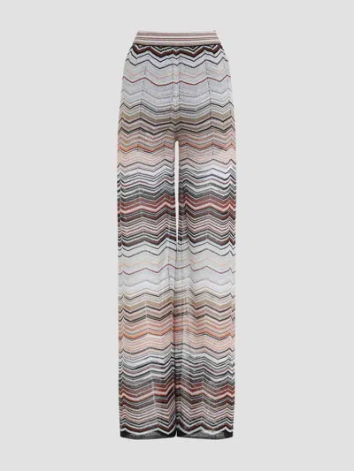 Missoni Sequin-embellished Striped Metallic Crochet-knit Wide-leg Pants In Multi