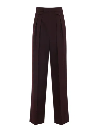 Chloé Suits Pant With Waist Pleats Trousers Bordeaux In Burgundy