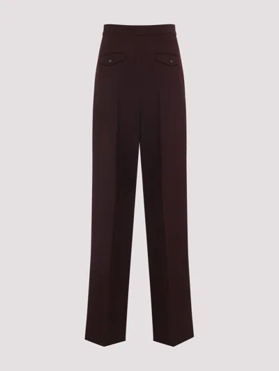 Chloé Suits Pant With Waist Pleats Trousers Bordeaux In Burgundy
