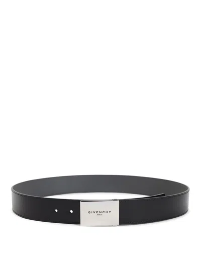 Givenchy Metal Plaque Leather Belt In Gray