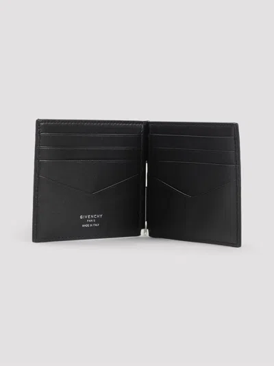 Givenchy Embossed Logo Bill Clip Leather Wallet In Black