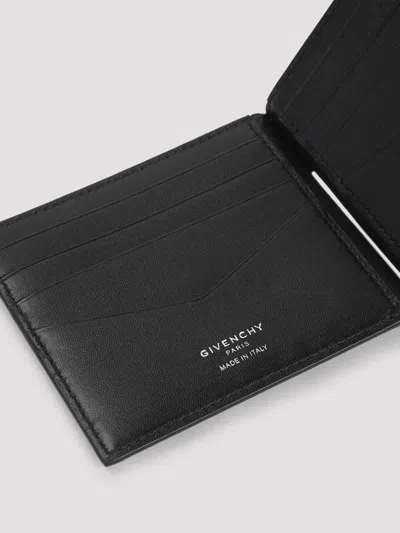Givenchy Embossed Logo Bill Clip Leather Wallet In Black