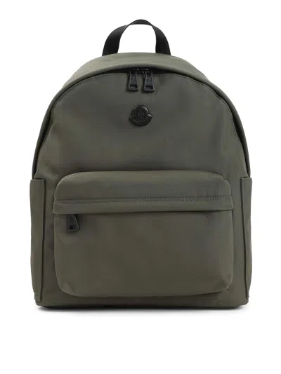 Moncler Pierrick Backpack Front Pocket Adjustable Straps Handle In Green