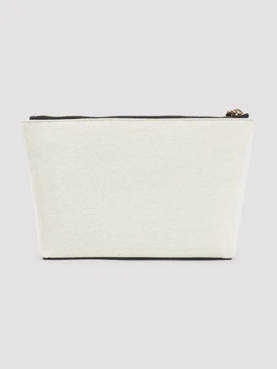 Givenchy Embroidered Logo Cotton Linen Canvas Pouch In Sand