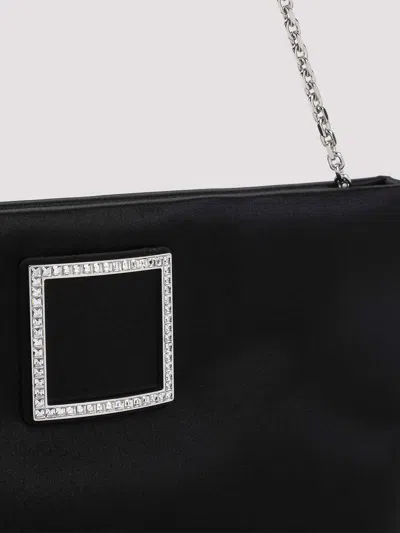 Roger Vivier Trompette Strass Soft Clutch In Black