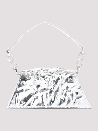 Mach&mach Double Bow Samantha Shoulder Bag In Silver