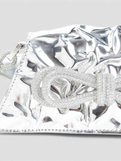 Mach&mach Double Bow Samantha Shoulder Bag In Silver