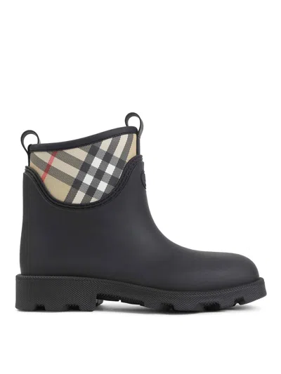 Burberry Marsh Stamp Rubber Ankle Boots In Black