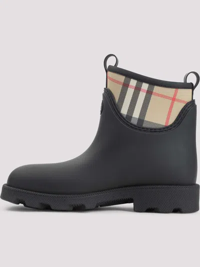 Burberry Marsh Stamp Rubber Ankle Boots In Black