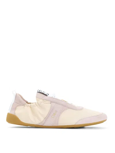 Chloé Kick Beige Sneaker With Side Lettering Logo And Elasticated Details In Fabric Woman In Sand