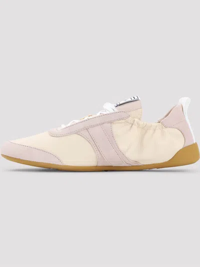 Chloé Kick Beige Sneaker With Side Lettering Logo And Elasticated Details In Fabric Woman In Sand