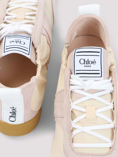 Chloé Kick Beige Sneaker With Side Lettering Logo And Elasticated Details In Fabric Woman In Sand
