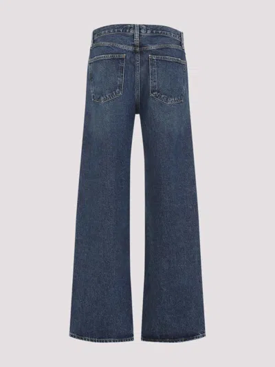 Agolde Blue Arc Jeans With Logo Patch On The Back And Wide Leg In Denim For Women