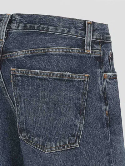Agolde Blue Arc Jeans With Logo Patch On The Back And Wide Leg In Denim For Women