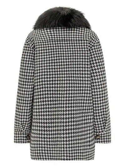 Ava Adore Houndstooth Coat With Collar In Animal Print