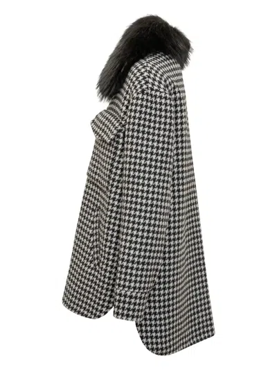 Ava Adore Houndstooth Coat With Collar In Animal Print