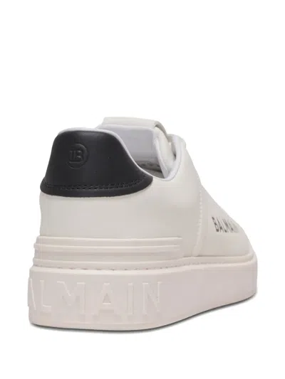 Balmain Calfskin Logo Motif Lace-up Sneakers With Black Heel Counter In Multi