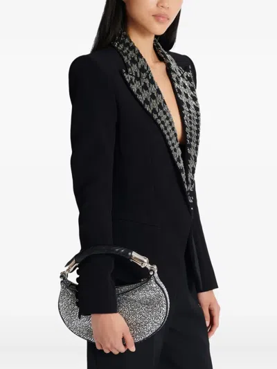 Balmain Mini Embellished Suede Ebene Top-handle Bag In Multi