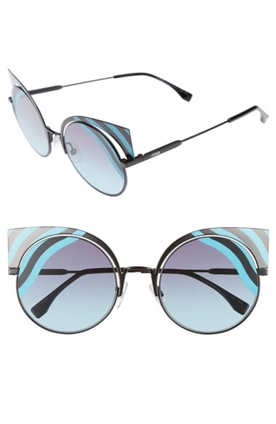 Fendi Hypnoshine Striped Cutout Sunglasses In Blue