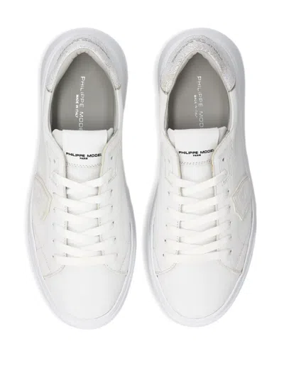 Philippe Model Minimalist Leather Sneakers In White
