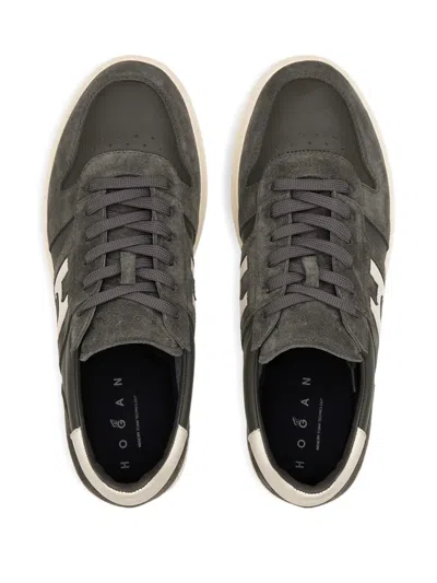 Hogan Dark Grey Suede Overlay Sneakers In Gray